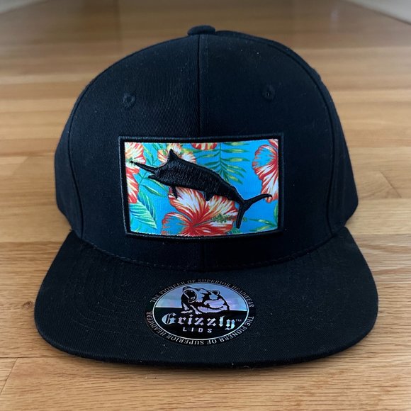 NWT Grizzly Lids Swordfish Black Hat - Picture 1 of 10